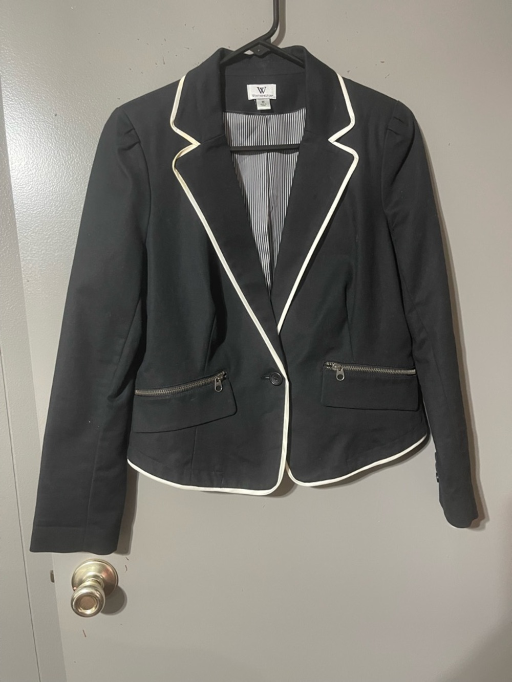 Worthington Black Blazer with White Piping size medium